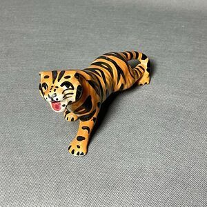 Vintage Ceramic Bengal Tiger Figurine Hand-Painted Roaring Tiger 1960 MCM Decor